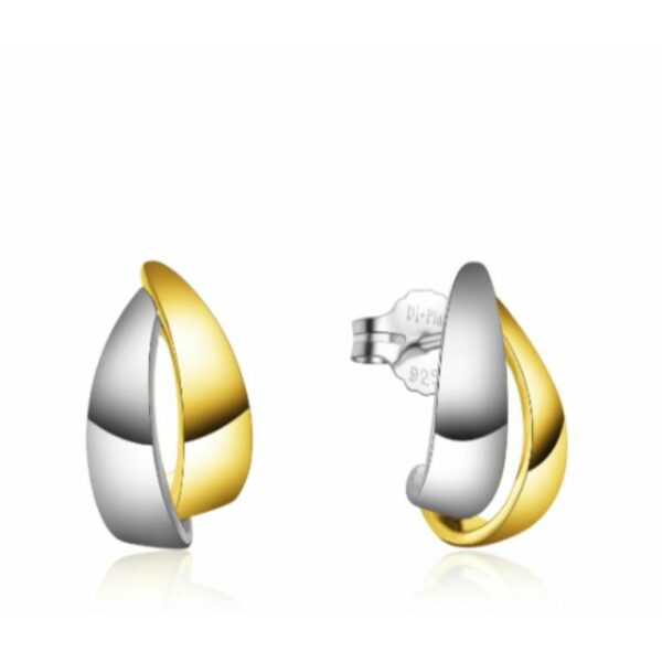 Pendiente Plata Chapado Bicolor Dorado Plata
