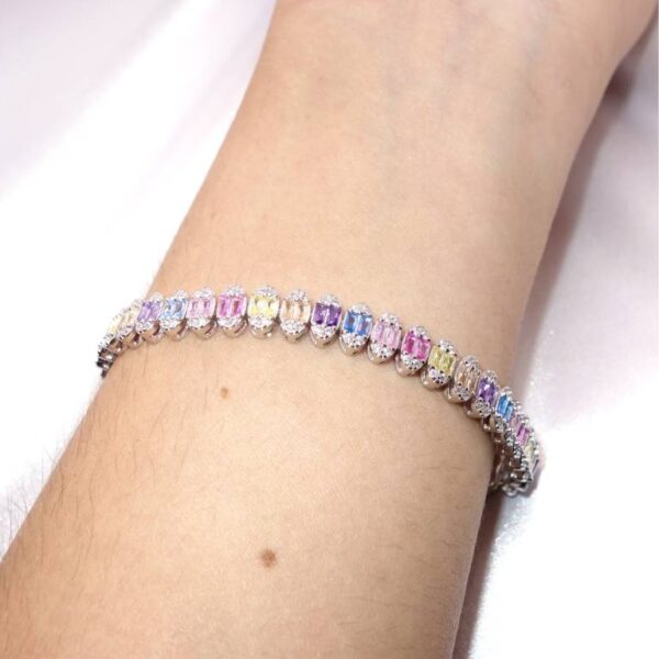 Pulsera  Circonitas Colores Plata De Ley - Imagen 2