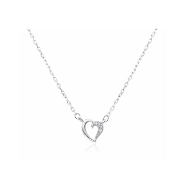 Collar Plata Corazón Circonita