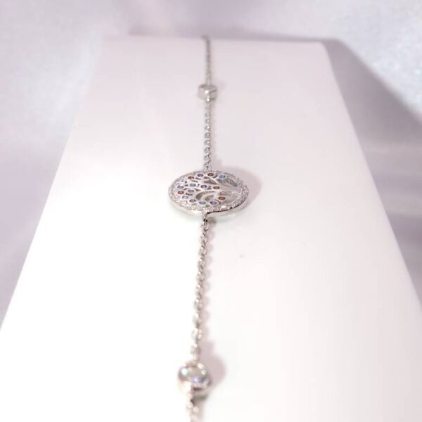 Pulsera Árbol De La Vida Circonita Colores, Plata de Ley - Imagen 2