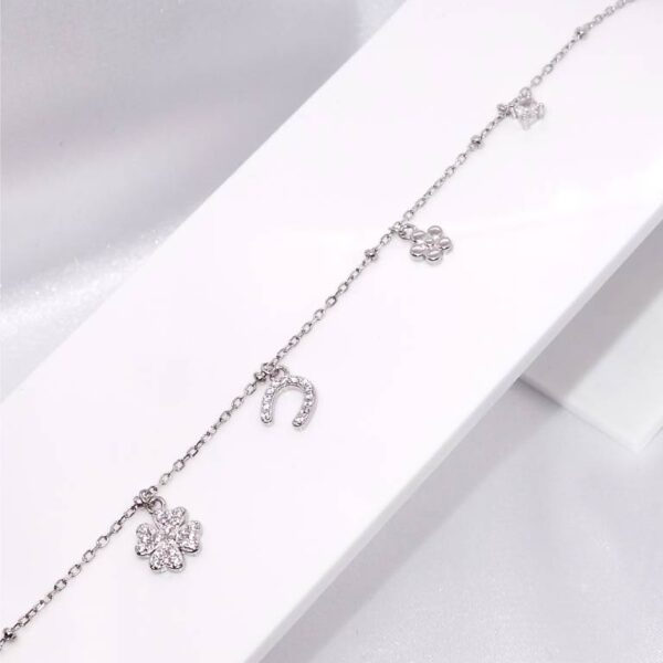 Tobillera Trébol Circonitas  Plata de Ley