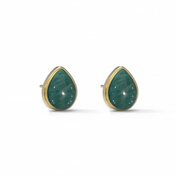 Pendientes Plata De Ley Chapado Dorado Piedra Natural