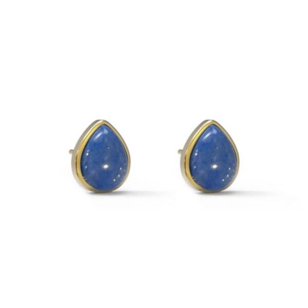 Pendientes Plata De Ley Chapado Dorado Piedra Natural