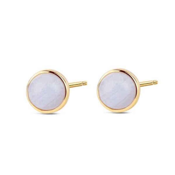 Pendientes Plata De Ley Chapado Dorado Piedra Natural