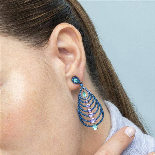 Pendientes Plata De Ley Circonitas Multicolor - Imagen 2