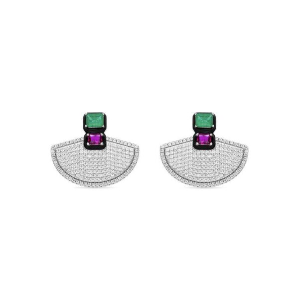 Pendientes Plata De Ley Circonitas Multicolor