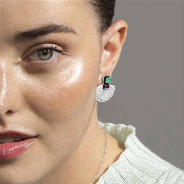 Pendientes Plata De Ley Circonitas Multicolor - Imagen 2