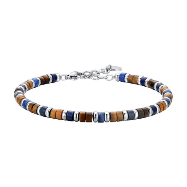Luca Barra Pulsera Hombre Acero Lapislázuli Ojo de Tigre