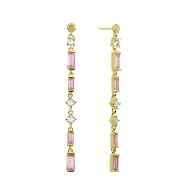 Pendientes Plata De Ley 925 Circonita Color Cuarzo Rosa