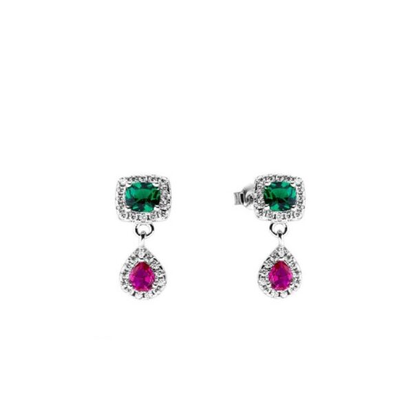 Pendientes Plata De Ley 925 Circonitas Colores