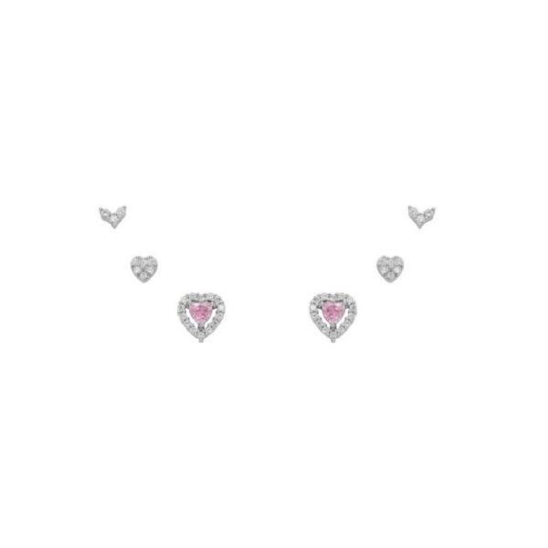 Set 3 Pendientes Plata De Ley 925 Circonitas Color