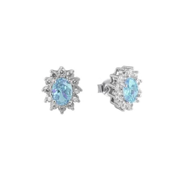 Pendientes Plata De Ley 925 Circonitas Color Agua Marina