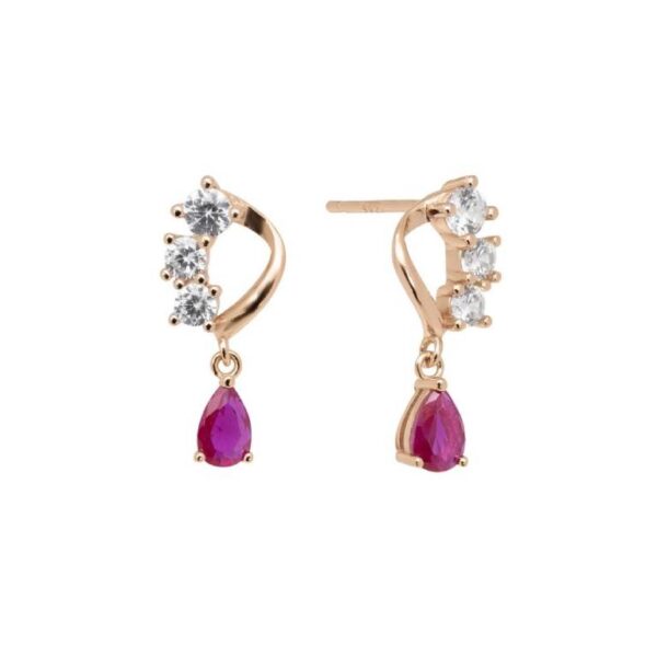 Pendientes Plata De Ley 925 Chapado Oro Rosa Circonitas