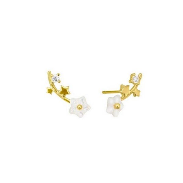Pendientes Plata De Ley 925  Chapado Dorado Circonitas