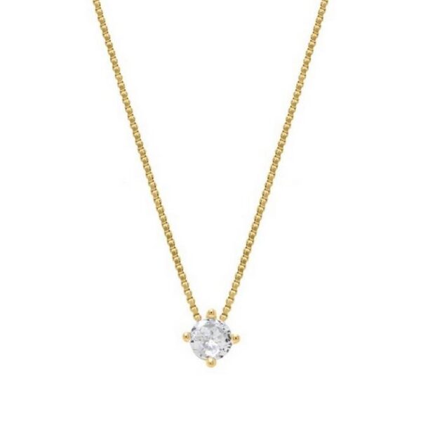 Collar Plata 925 Chapado Dorado Circonita Brillante