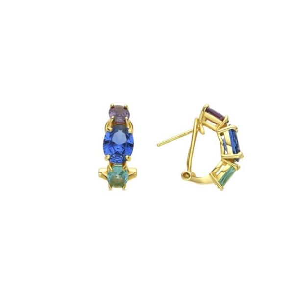 Pendientes Plata De Ley Chapado Oro Circonitas