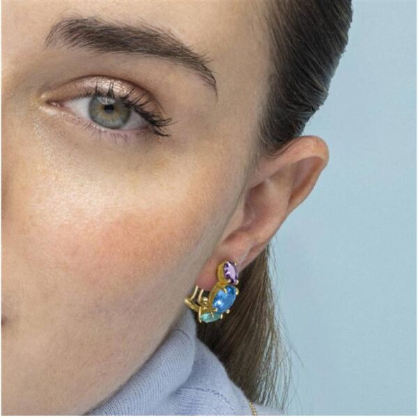 Pendientes Plata De Ley Chapado Oro Circonitas - Imagen 2