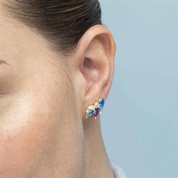 Pendientes Plata De Ley Chapado Oro Circonitas - Imagen 2