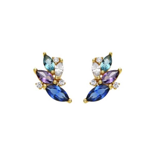 Pendientes Plata De Ley Chapado Oro Circonitas