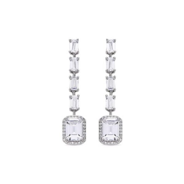 Pendientes Plata De Ley Circonitas Baguette Brillantes