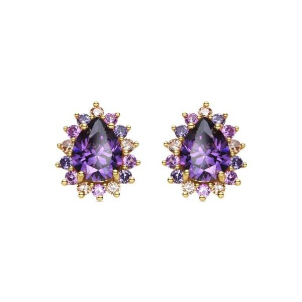 Pendientes Plata De Ley Circonitas Oval Multicolor