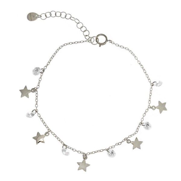 Pulsera Plata De Ley 925  Bañada En Rodio Circonitas