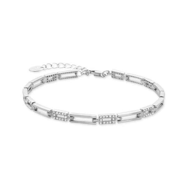 Pulsera Plata De Ley 925  Bañada En Rodio Circonitas