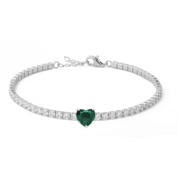 Pulsera Plata De Ley 925 Riviere Circonitas Corazón
