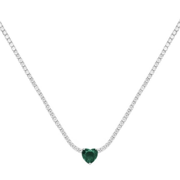 Collar Plata De Ley 925 Riviere Circonitas Corazón