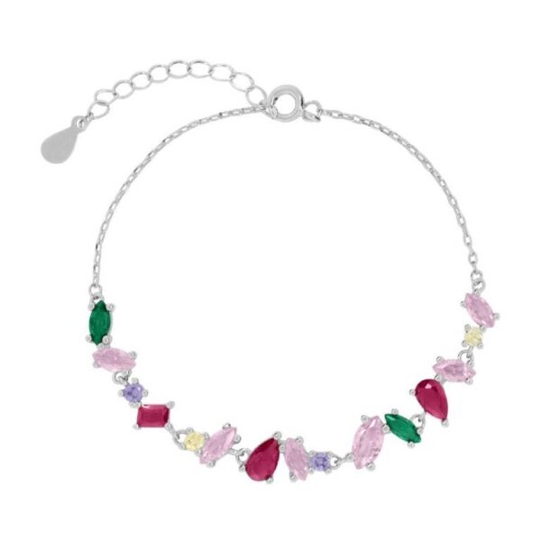 Pulsera Plata De Ley 925 Circonitas Multicolor