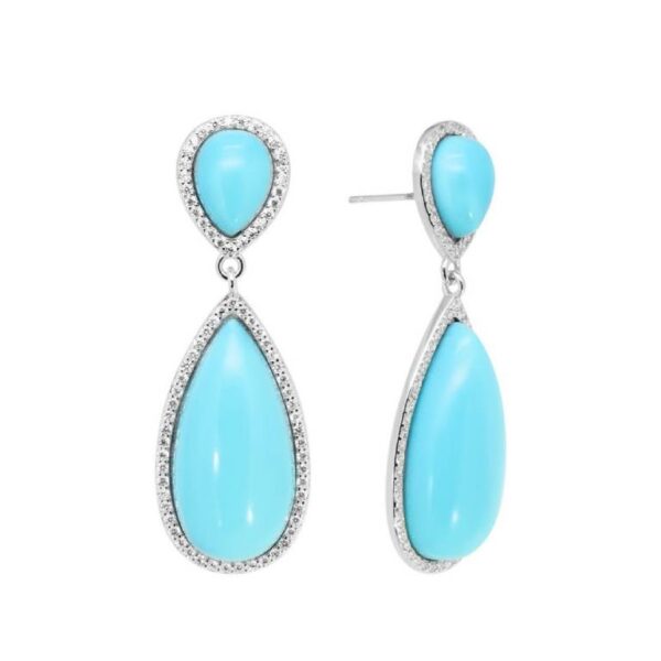Pendientes Plata 925 Baño Rodio  Color Turquesa