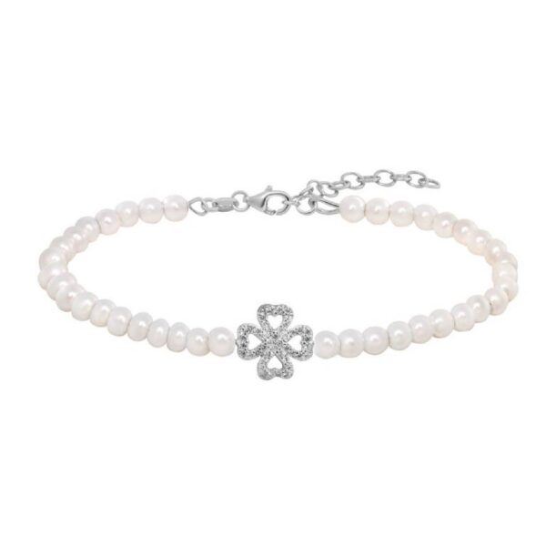 Pulsera Plata 925   Perlas Trébol Plata